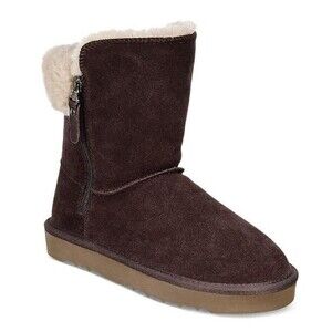 Style & Co. Womens 9 M Chocolate Brown Faux Fur Lined Mid Calf Boots NIB HW3